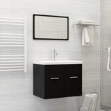 NNEVL 2 Piece Bathroom Furniture Set Black Chipboard