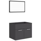 NNEVL 2 Piece Bathroom Furniture Set Grey Chipboard