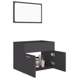 NNEVL 2 Piece Bathroom Furniture Set Grey Chipboard