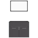NNEVL 2 Piece Bathroom Furniture Set Grey Chipboard