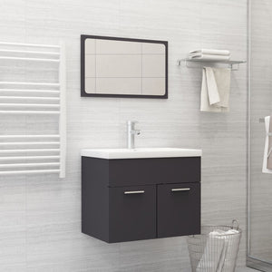 NNEVL 2 Piece Bathroom Furniture Set Grey Chipboard