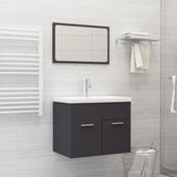 NNEVL 2 Piece Bathroom Furniture Set Grey Chipboard