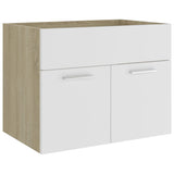 NNEVL 2 Piece Bathroom Furniture Set White and Sonoma Oak Chipboard