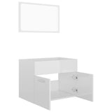 NNEVL 2 Piece Bathroom Furniture Set High Gloss White Chipboard