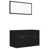 NNEVL 2 Piece Bathroom Furniture Set Black Chipboard