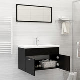 NNEVL 2 Piece Bathroom Furniture Set Black Chipboard