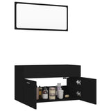 NNEVL 2 Piece Bathroom Furniture Set Black Chipboard