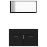 NNEVL 2 Piece Bathroom Furniture Set Black Chipboard