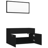 NNEVL 2 Piece Bathroom Furniture Set Black Chipboard