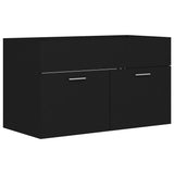 NNEVL 2 Piece Bathroom Furniture Set Black Chipboard