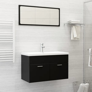 NNEVL 2 Piece Bathroom Furniture Set Black Chipboard