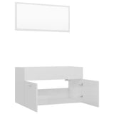 NNEVL 2 Piece Bathroom Furniture Set High Gloss White Chipboard