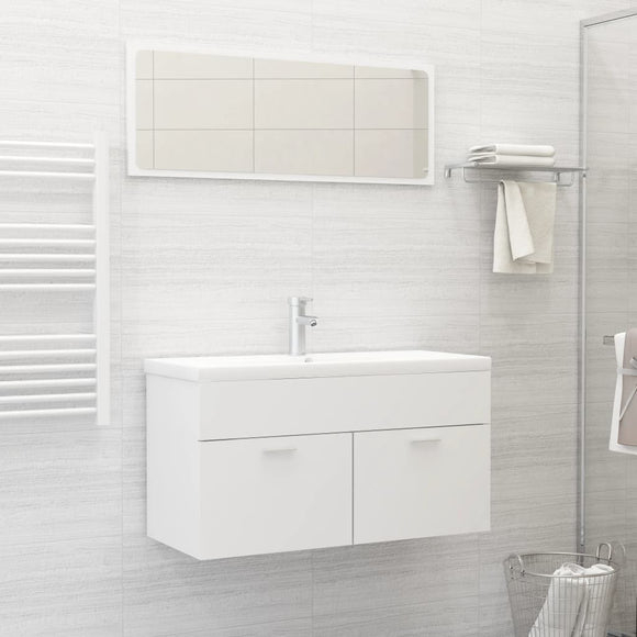 NNEVL 2 Piece Bathroom Furniture Set White Chipboard