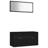 NNEVL 2 Piece Bathroom Furniture Set Black Chipboard