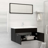 NNEVL 2 Piece Bathroom Furniture Set Black Chipboard