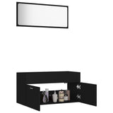 NNEVL 2 Piece Bathroom Furniture Set Black Chipboard