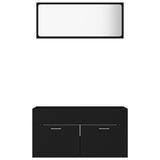 NNEVL 2 Piece Bathroom Furniture Set Black Chipboard