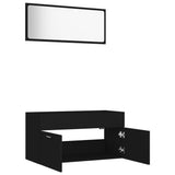 NNEVL 2 Piece Bathroom Furniture Set Black Chipboard