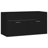 NNEVL 2 Piece Bathroom Furniture Set Black Chipboard