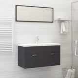 NNEVL 2 Piece Bathroom Furniture Set Grey Chipboard