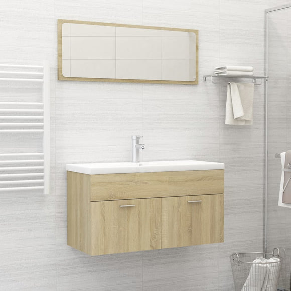 NNEVL 2 Piece Bathroom Furniture Set Sonoma Oak Chipboard