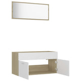 NNEVL 2 Piece Bathroom Furniture Set White and Sonoma Oak Chipboard