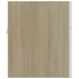 NNEVL 2 Piece Bathroom Furniture Set White and Sonoma Oak Chipboard