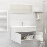 NNEVL 2 Piece Bathroom Furniture Set High Gloss White Chipboard