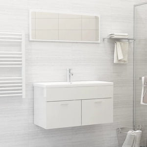 NNEVL 2 Piece Bathroom Furniture Set High Gloss White Chipboard