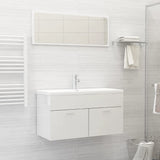 NNEVL 2 Piece Bathroom Furniture Set High Gloss White Chipboard