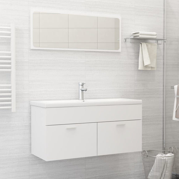 NNEVL 2 Piece Bathroom Furniture Set White Chipboard