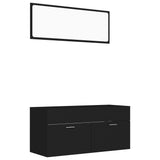 NNEVL 2 Piece Bathroom Furniture Set Black Chipboard