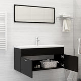 NNEVL 2 Piece Bathroom Furniture Set Black Chipboard