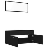 NNEVL 2 Piece Bathroom Furniture Set Black Chipboard