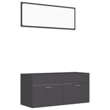 NNEVL 2 Piece Bathroom Furniture Set Grey Chipboard