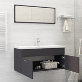 NNEVL 2 Piece Bathroom Furniture Set Grey Chipboard