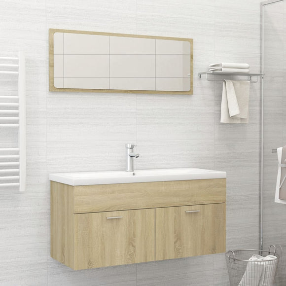 NNEVL 2 Piece Bathroom Furniture Set Sonoma Oak Chipboard