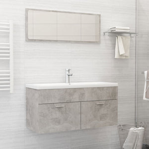 NNEVL 2 Piece Bathroom Furniture Set Concrete Grey Chipboard