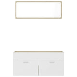 NNEVL 2 Piece Bathroom Furniture Set White and Sonoma Oak Chipboard