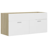 NNEVL 2 Piece Bathroom Furniture Set White and Sonoma Oak Chipboard