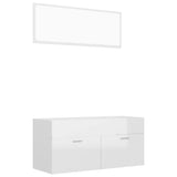 NNEVL 2 Piece Bathroom Furniture Set High Gloss White Chipboard