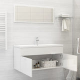 NNEVL 2 Piece Bathroom Furniture Set High Gloss White Chipboard