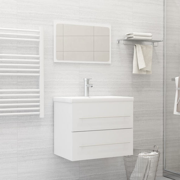 NNEVL 2 Piece Bathroom Furniture Set White Chipboard
