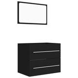 NNEVL 2 Piece Bathroom Furniture Set Black Chipboard