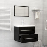 NNEVL 2 Piece Bathroom Furniture Set Black Chipboard