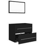 NNEVL 2 Piece Bathroom Furniture Set Black Chipboard
