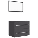 NNEVL 2 Piece Bathroom Furniture Set Grey Chipboard