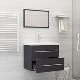 NNEVL 2 Piece Bathroom Furniture Set Grey Chipboard