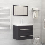 NNEVL 2 Piece Bathroom Furniture Set Grey Chipboard