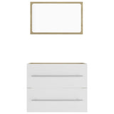 NNEVL 2 Piece Bathroom Furniture Set White and Sonoma Oak Chipboard